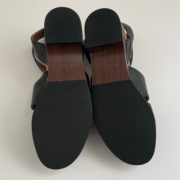 Vionic Faye T-Strap Leather Clog Sandals Women's 7 Black Studded Woven Strappy - Picture 12 of 16